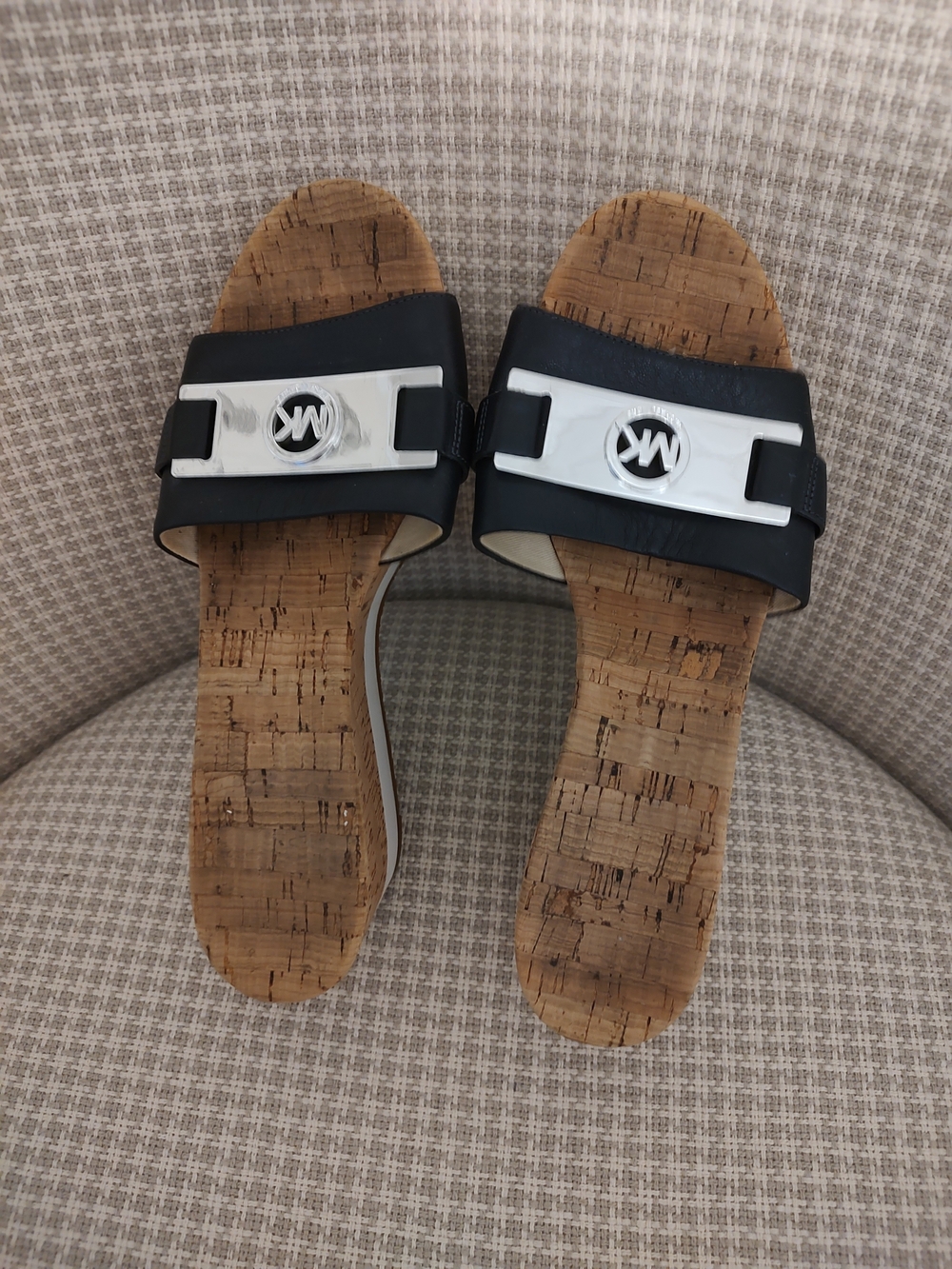 Michael Kors Black Cork Slide Sandals